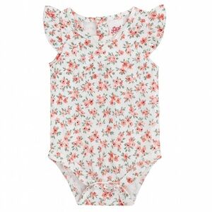 Little Lass White Pink Floral Ruffle Sleeve Baby Bodysuit